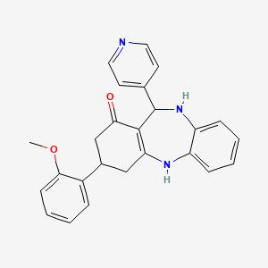 molecular formula C25H23N3O2 B5555684 3-(2-methoxyphenyl)-11-(4-pyridinyl)-2,3,4,5,10,11-hexahydro-1H-dibenzo[b,e][1,4]diazepin-1-one CAS No. 879045-16-6