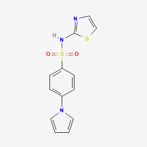 molecular formula C13H11N3O2S2 B5555702 4-(1H-pyrrol-1-yl)-N-1,3-thiazol-2-ylbenzenesulfonamide 