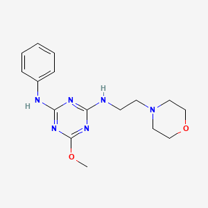 molecular formula C16H22N6O2 B5555744 6-methoxy-N-[2-(4-morpholinyl)ethyl]-N'-phenyl-1,3,5-triazine-2,4-diamine 