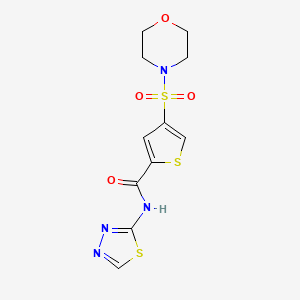 molecular formula C11H12N4O4S3 B5555754 4-(4-吗啉磺酰基)-N-1,3,4-噻二唑-2-基-2-噻吩甲酰胺 