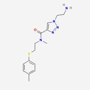 molecular formula C15H21N5OS B5555759 1-(2-aminoethyl)-N-methyl-N-{2-[(4-methylphenyl)thio]ethyl}-1H-1,2,3-triazole-4-carboxamide 