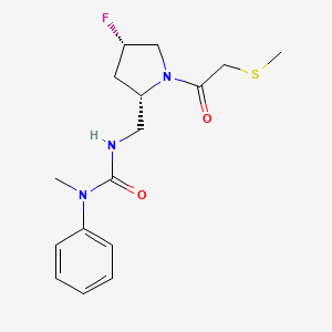 molecular formula C16H22FN3O2S B5555779 N'-({(2S,4S)-4-fluoro-1-[(methylthio)acetyl]pyrrolidin-2-yl}methyl)-N-methyl-N-phenylurea 