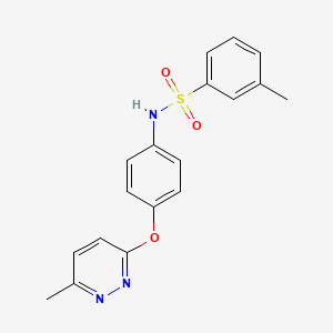 molecular formula C18H17N3O3S B5555783 3-methyl-N-{4-[(6-methyl-3-pyridazinyl)oxy]phenyl}benzenesulfonamide 