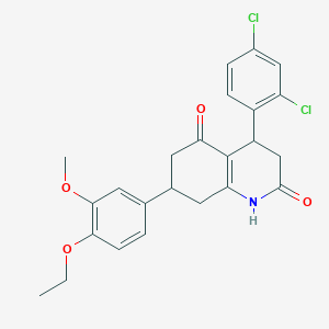 molecular formula C24H23Cl2NO4 B5555833 4-(2,4-dichlorophenyl)-7-(4-ethoxy-3-methoxyphenyl)-4,6,7,8-tetrahydro-2,5(1H,3H)-quinolinedione 