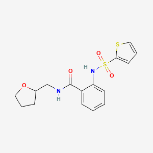 molecular formula C16H18N2O4S2 B5555902 N-(四氢-2-呋喃甲基)-2-[(2-噻吩磺酰)氨基]苯甲酰胺 
