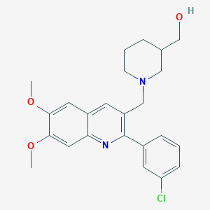 molecular formula C24H27ClN2O3 B5555940 (1-{[2-(3-chlorophenyl)-6,7-dimethoxy-3-quinolinyl]methyl}-3-piperidinyl)methanol 