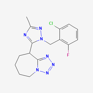molecular formula C16H17ClFN7 B5555949 9-[1-(2-chloro-6-fluorobenzyl)-3-methyl-1H-1,2,4-triazol-5-yl]-6,7,8,9-tetrahydro-5H-tetrazolo[1,5-a]azepine 