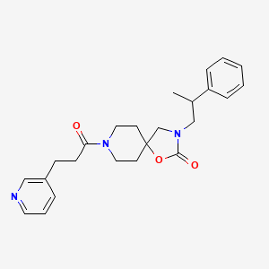 molecular formula C24H29N3O3 B5555958 3-(2-phenylpropyl)-8-(3-pyridin-3-ylpropanoyl)-1-oxa-3,8-diazaspiro[4.5]decan-2-one 