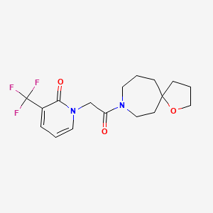 molecular formula C17H21F3N2O3 B5556023 1-[2-(1-oxa-8-azaspiro[4.6]undec-8-yl)-2-oxoethyl]-3-(trifluoromethyl)pyridin-2(1H)-one 