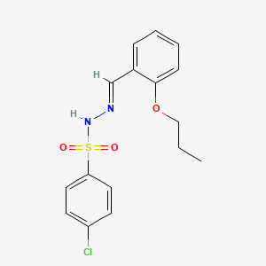 molecular formula C16H17ClN2O3S B5556144 4-chloro-N'-(2-propoxybenzylidene)benzenesulfonohydrazide 