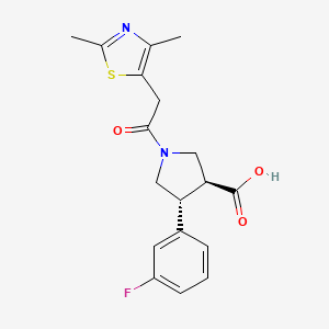 molecular formula C18H19FN2O3S B5556188 (3S*,4R*)-1-[(2,4-二甲基-1,3-噻唑-5-基)乙酰基]-4-(3-氟苯基)吡咯烷-3-羧酸 