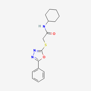 molecular formula C16H19N3O2S B5556235 N-cyclohexyl-2-[(5-phenyl-1,3,4-oxadiazol-2-yl)thio]acetamide 