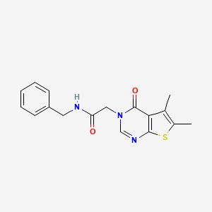 molecular formula C17H17N3O2S B5556258 N-benzyl-2-(5,6-dimethyl-4-oxothieno[2,3-d]pyrimidin-3(4H)-yl)acetamide 