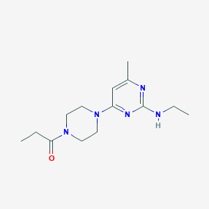 molecular formula C14H23N5O B5556270 N-ethyl-4-methyl-6-(4-propionyl-1-piperazinyl)-2-pyrimidinamine 
