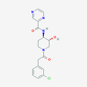 molecular formula C18H19ClN4O3 B5556276 N-{(3R*,4R*)-1-[(3-氯苯基)乙酰基]-3-羟基哌啶-4-基}吡嗪-2-甲酰胺 