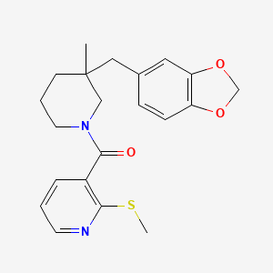 molecular formula C21H24N2O3S B5556278 3-{[3-(1,3-benzodioxol-5-ylmethyl)-3-methylpiperidin-1-yl]carbonyl}-2-(methylthio)pyridine 