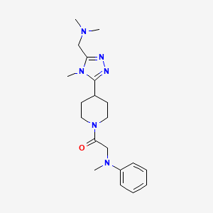 molecular formula C20H30N6O B5556283 N-[2-(4-{5-[(dimethylamino)methyl]-4-methyl-4H-1,2,4-triazol-3-yl}piperidin-1-yl)-2-oxoethyl]-N-methylaniline 