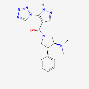 molecular formula C18H22N8O B5556298 (3S*,4R*)-N,N-二甲基-4-(4-甲基苯基)-1-{[3-(1H-四唑-1-基)-1H-吡唑-4-基]羰基}-3-吡咯烷胺 