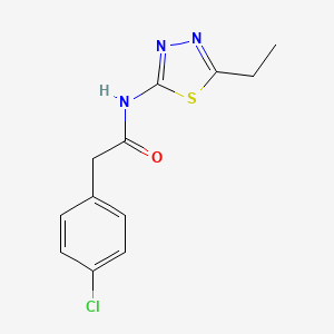 molecular formula C12H12ClN3OS B5556309 2-(4-chlorophenyl)-N-(5-ethyl-1,3,4-thiadiazol-2-yl)acetamide 