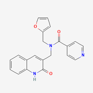 molecular formula C21H17N3O3 B5556315 N-(2-呋喃甲基)-N-[(2-羟基-3-喹啉基)甲基]异烟酰胺 