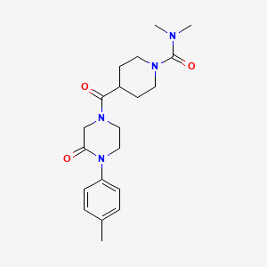molecular formula C20H28N4O3 B5556326 N,N-dimethyl-4-{[4-(4-methylphenyl)-3-oxo-1-piperazinyl]carbonyl}-1-piperidinecarboxamide 