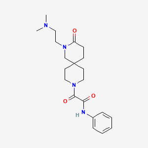 molecular formula C21H30N4O3 B5556342 2-{2-[2-(dimethylamino)ethyl]-3-oxo-2,9-diazaspiro[5.5]undec-9-yl}-2-oxo-N-phenylacetamide 