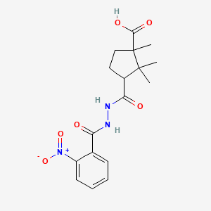 molecular formula C17H21N3O6 B5556365 1,2,2-trimethyl-3-{[2-(2-nitrobenzoyl)hydrazino]carbonyl}cyclopentanecarboxylic acid 