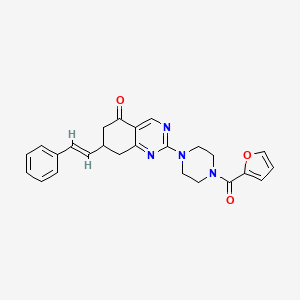 molecular formula C25H24N4O3 B5556406 2-[4-(2-furoyl)-1-piperazinyl]-7-(2-phenylvinyl)-7,8-dihydro-5(6H)-quinazolinone 