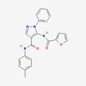 molecular formula C22H18N4O3 B5556441 5-(2-furoylamino)-N-(4-methylphenyl)-1-phenyl-1H-pyrazole-4-carboxamide 