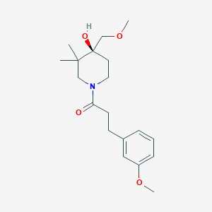 molecular formula C19H29NO4 B5556465 (4S*)-4-(methoxymethyl)-1-[3-(3-methoxyphenyl)propanoyl]-3,3-dimethylpiperidin-4-ol 
