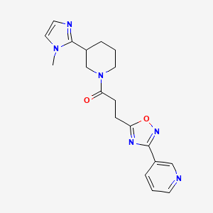 molecular formula C19H22N6O2 B5556489 3-(5-{3-[3-(1-methyl-1H-imidazol-2-yl)-1-piperidinyl]-3-oxopropyl}-1,2,4-oxadiazol-3-yl)pyridine 