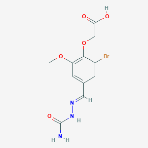 molecular formula C11H12BrN3O5 B5556497 {4-[2-(氨基羰基)碳酰肼酰基]-2-溴-6-甲氧基苯氧基}乙酸 