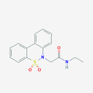 molecular formula C16H16N2O3S B5556539 2-(5,5-dioxido-6H-dibenzo[c,e][1,2]thiazin-6-yl)-N-ethylacetamide 