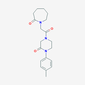 molecular formula C19H25N3O3 B5556541 1-{2-[4-(4-methylphenyl)-3-oxo-1-piperazinyl]-2-oxoethyl}-2-azepanone 