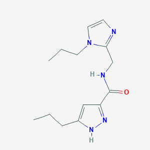 molecular formula C14H21N5O B5556560 3-propyl-N-[(1-propyl-1H-imidazol-2-yl)methyl]-1H-pyrazole-5-carboxamide 