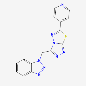 molecular formula C15H10N8S B5556563 1-{[6-(4-pyridinyl)[1,2,4]triazolo[3,4-b][1,3,4]thiadiazol-3-yl]methyl}-1H-1,2,3-benzotriazole 