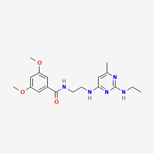 molecular formula C18H25N5O3 B5556612 N-(2-{[2-(乙氨基)-6-甲基-4-嘧啶基]氨基}乙基)-3,5-二甲氧基苯甲酰胺 