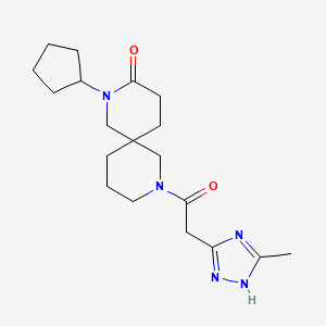 molecular formula C19H29N5O2 B5556613 2-cyclopentyl-8-[(3-methyl-1H-1,2,4-triazol-5-yl)acetyl]-2,8-diazaspiro[5.5]undecan-3-one 