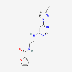 molecular formula C15H16N6O2 B5556623 N-(2-{[6-(3-甲基-1H-吡唑-1-基)-4-嘧啶基]氨基}乙基)-2-呋喃酰胺 