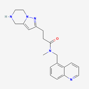 molecular formula C20H23N5O B5556692 N-methyl-N-(5-quinolinylmethyl)-3-(4,5,6,7-tetrahydropyrazolo[1,5-a]pyrazin-2-yl)propanamide dihydrochloride 