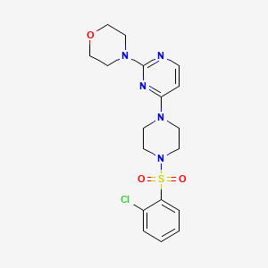 molecular formula C18H22ClN5O3S B5556721 4-(4-{4-[(2-氯苯基)磺酰基]-1-哌嗪基}-2-嘧啶基)吗啉 