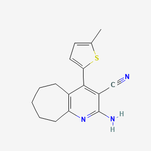molecular formula C16H17N3S B5556729 2-amino-4-(5-methyl-2-thienyl)-6,7,8,9-tetrahydro-5H-cyclohepta[b]pyridine-3-carbonitrile 