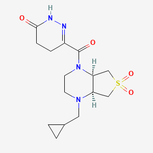 molecular formula C15H22N4O4S B5556803 6-{[(4aS*,7aR*)-4-(环丙基甲基)-6,6-二氧化六氢噻吩并[3,4-b]吡嗪-1(2H)-基]羰基}-4,5-二氢-3(2H)-吡啶酮 
