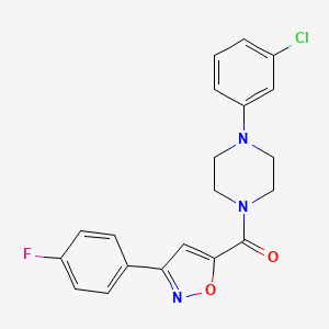 molecular formula C20H17ClFN3O2 B5556813 1-(3-chlorophenyl)-4-{[3-(4-fluorophenyl)-5-isoxazolyl]carbonyl}piperazine 