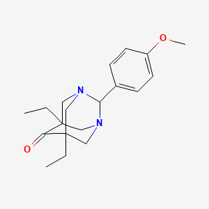 molecular formula C19H26N2O2 B5556833 5,7-diethyl-2-(4-methoxyphenyl)-1,3-diazatricyclo[3.3.1.1~3,7~]decan-6-one 
