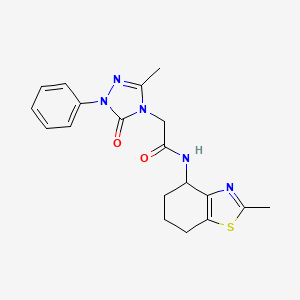 molecular formula C19H21N5O2S B5556846 2-(3-methyl-5-oxo-1-phenyl-1,5-dihydro-4H-1,2,4-triazol-4-yl)-N-(2-methyl-4,5,6,7-tetrahydro-1,3-benzothiazol-4-yl)acetamide 