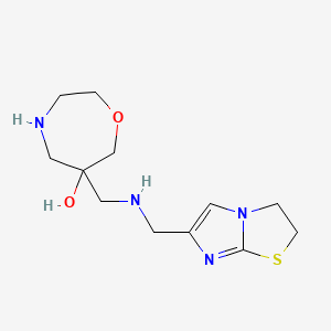 molecular formula C12H20N4O2S B5556848 6-{[(2,3-dihydroimidazo[2,1-b][1,3]thiazol-6-ylmethyl)amino]methyl}-1,4-oxazepan-6-ol dihydrochloride 