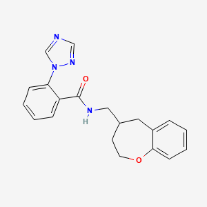 molecular formula C20H20N4O2 B5556855 N-(2,3,4,5-四氢-1-苯并氧杂品-4-基甲基)-2-(1H-1,2,4-三唑-1-基)苯甲酰胺 