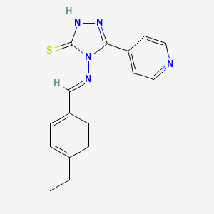 molecular formula C16H15N5S B5556903 4-[(4-乙基苯亚甲基)氨基]-5-(4-吡啶基)-4H-1,2,4-三唑-3-硫醇 