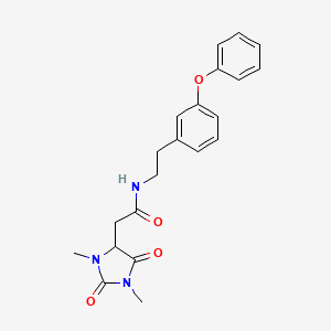 molecular formula C21H23N3O4 B5556940 2-(1,3-dimethyl-2,5-dioxo-4-imidazolidinyl)-N-[2-(3-phenoxyphenyl)ethyl]acetamide 